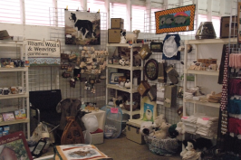 One vendor booth with lots to buy, including Border Collie items.
